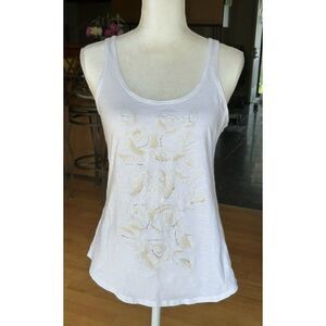 Abercrombie & Fitch Size M Vintage Y2K White Embroidered Beaded Tank Top
